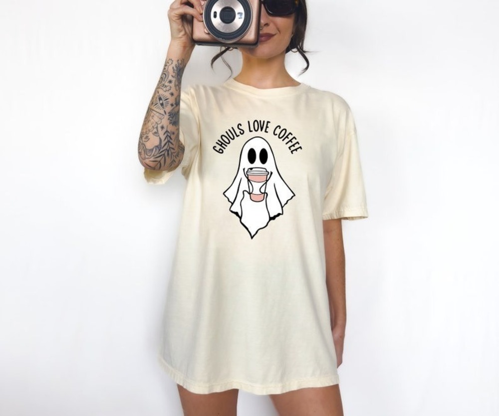 Ghouls Love Coffee, Halloween Shirt For Women, Trendy Hallowe